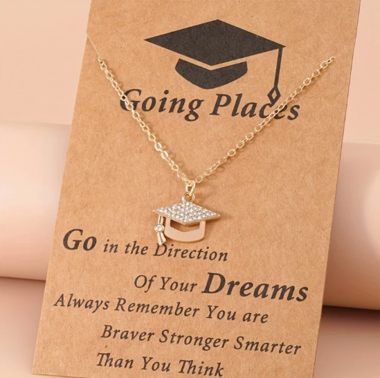 "Going Places" Graduation Necklace β Gold Cap with Sparkling Accents π image 2