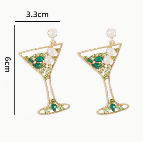 Emerald Sparkling Cocktail Statement Earrings image 2