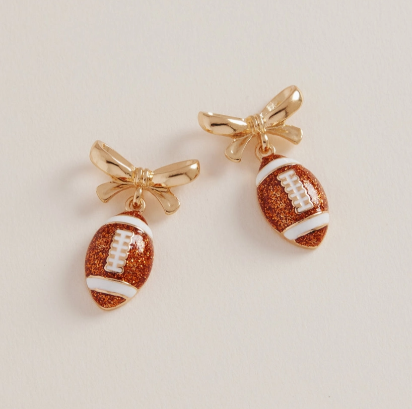 Football Bow Earrings image 0