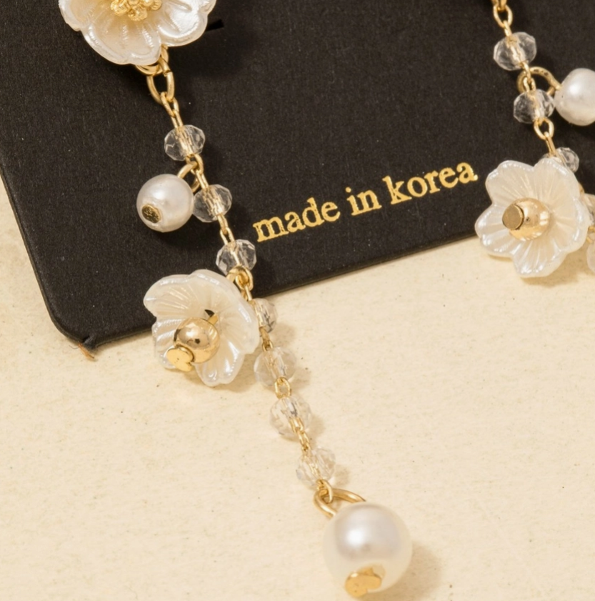 Pearl Blossom Drop Earrings image 1