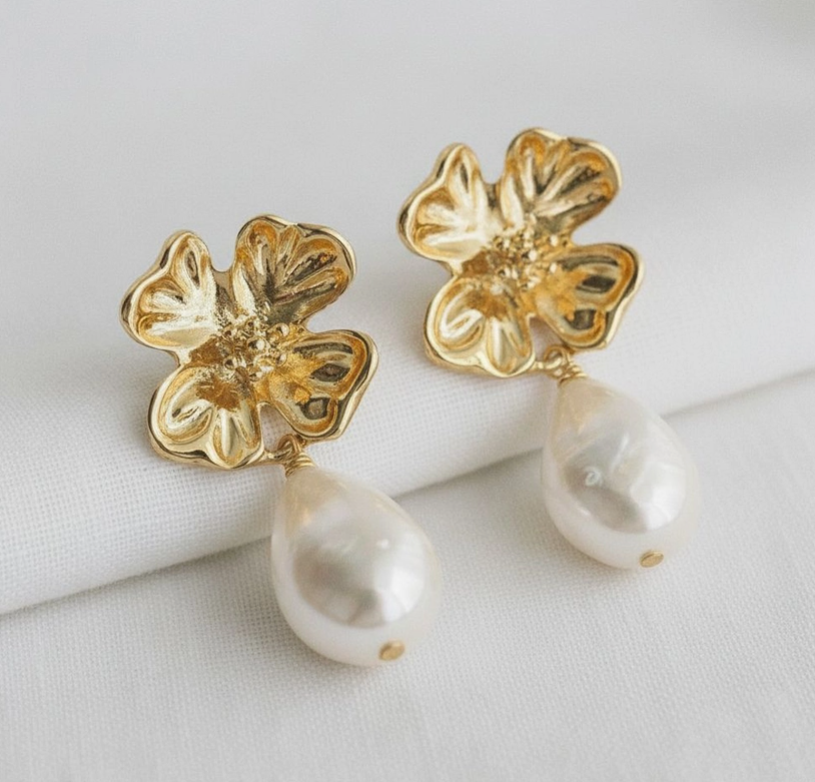 Baroque-Inspired Freshwater Pearl Drop Earrings image 1