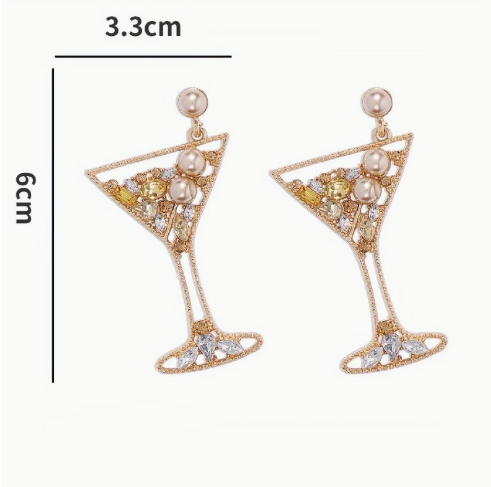 Gold Sparkling Cocktail Statement Earrings image 2