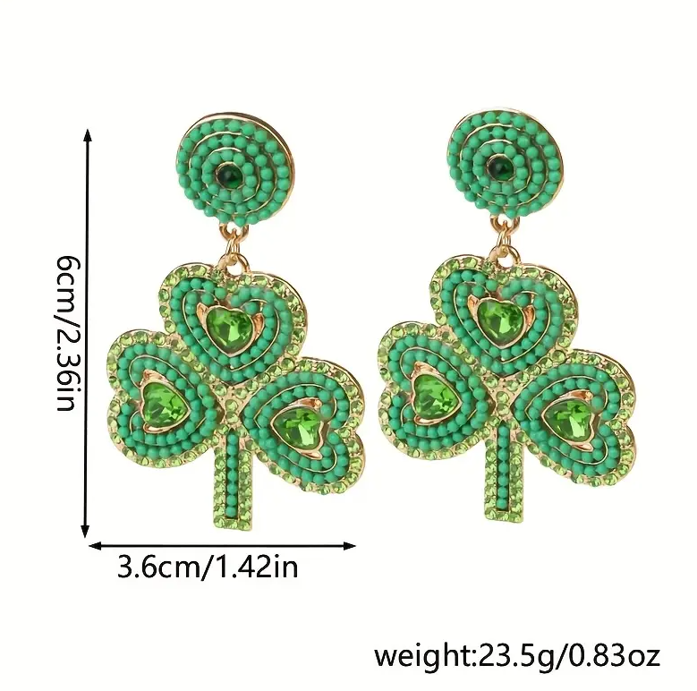 Lucky Shamrock Earrings – Green Gemstone Sparkle image 3