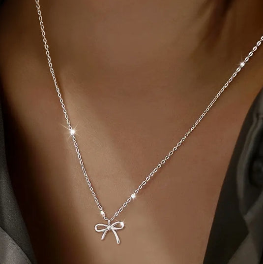 Sterling Silver Bow Necklace image 2