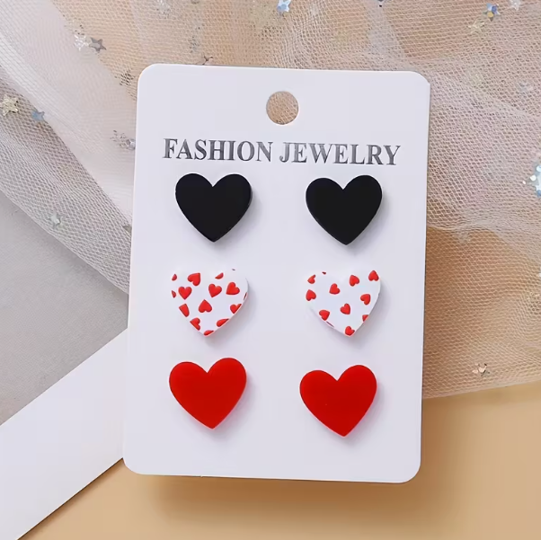 3 piece Stud Heart Earring Set image 0