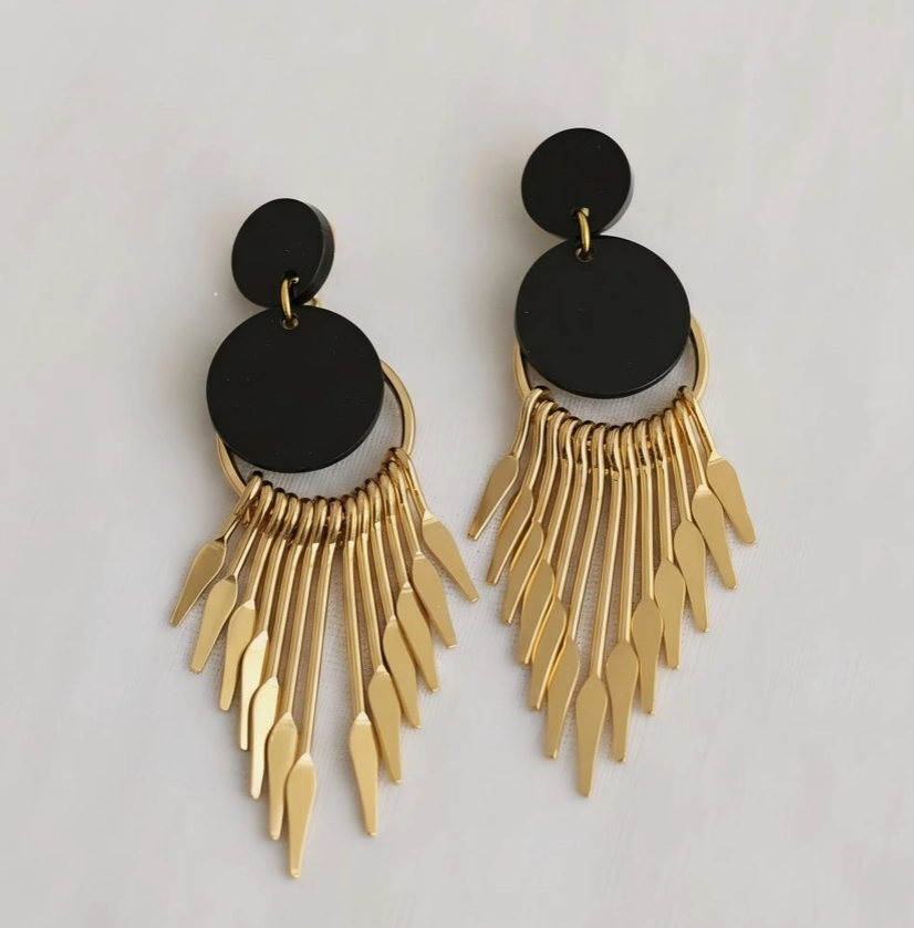 Gold Plated Crystal Pearl Tassel Drop Earrings image 1