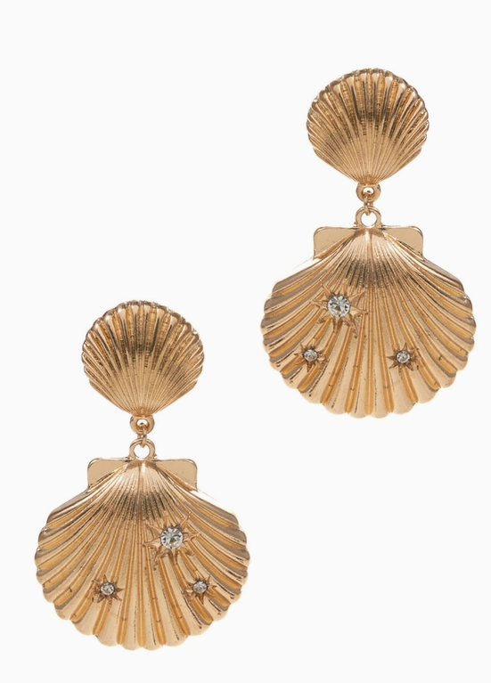 Golden Shell Statement Earrings image 1
