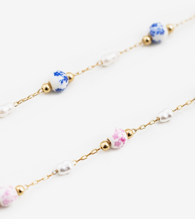 Vintage Rose Porcelain Bead Necklace image 2