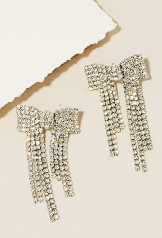 Crystal Bow Statement Earrings image 0