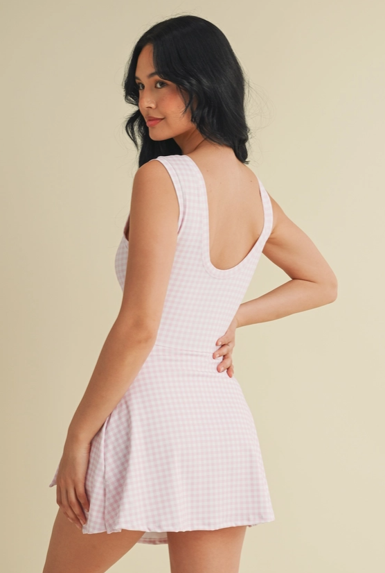 Sporty Gingham Dress - Pink image 7