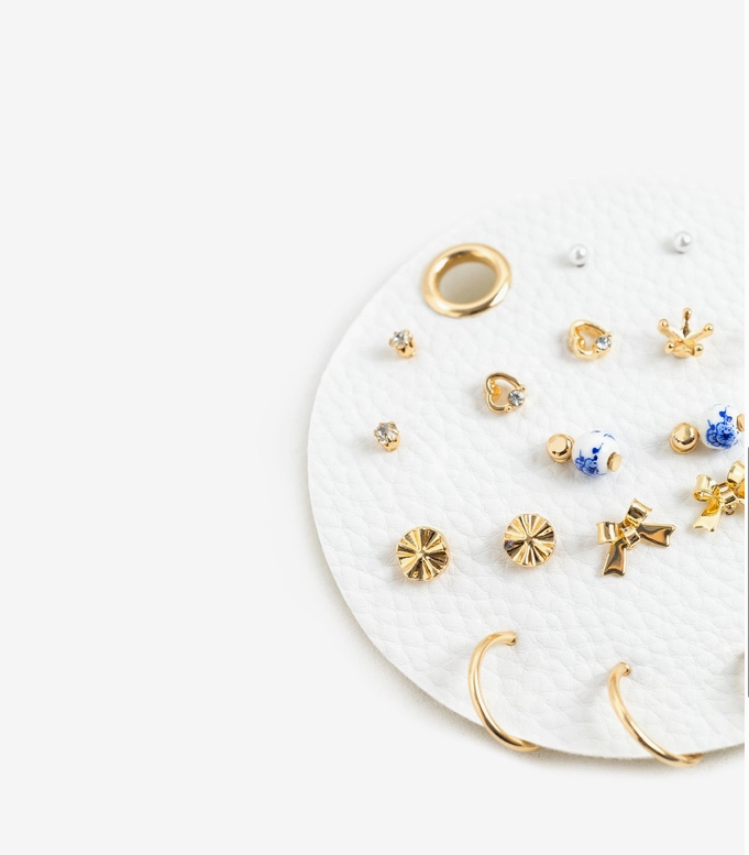 12-Piece Gold & Porcelain Earring Set image 1