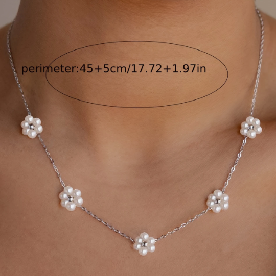 Silver Blossom Pearl Necklace image 2