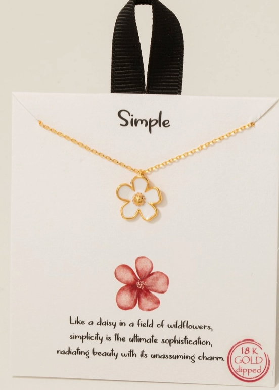 Dainty Daisy Outline Necklace – 18K Gold Dipped image 0