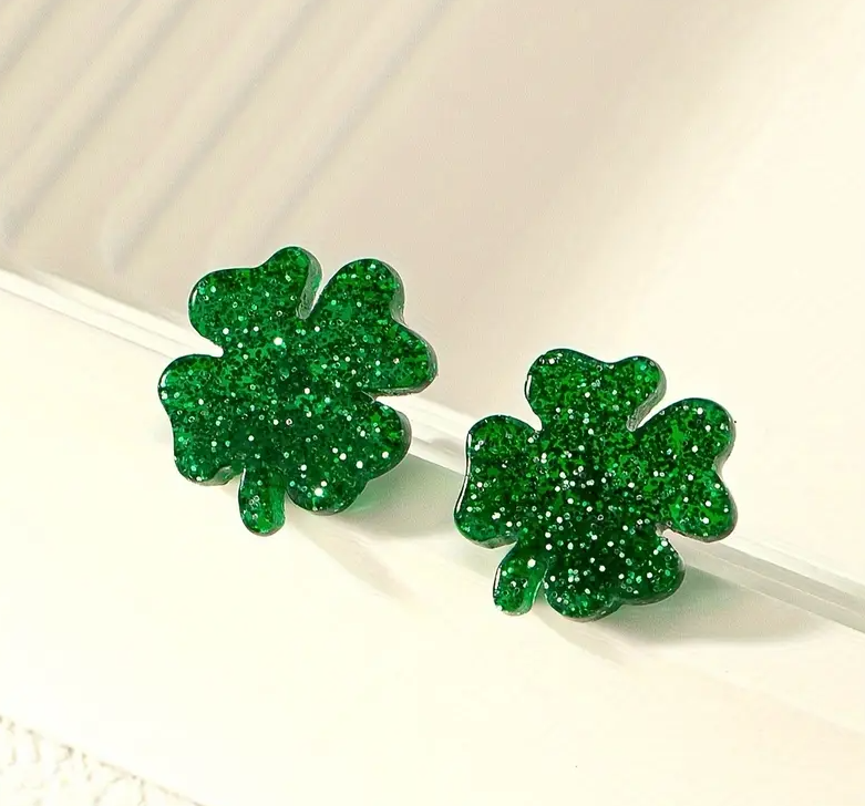 Green Sparkle Stud Earrings – A Touch of Lucky Glam image 0