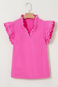 Pink Scallop Trim Short Sleeve Blouse image 4
