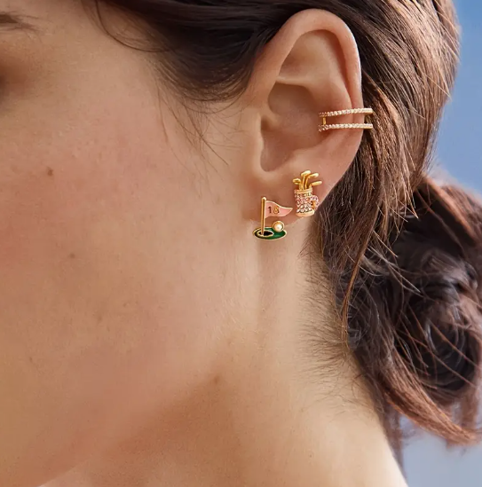 Pink Golf Stud Earring Set image 1