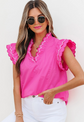 Pink Scallop Trim Short Sleeve Blouse image 2