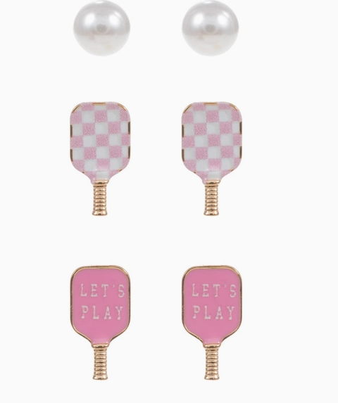 🎀 Let’s Play Pickleball Earring Trio Set – 4 Style Options! image 0