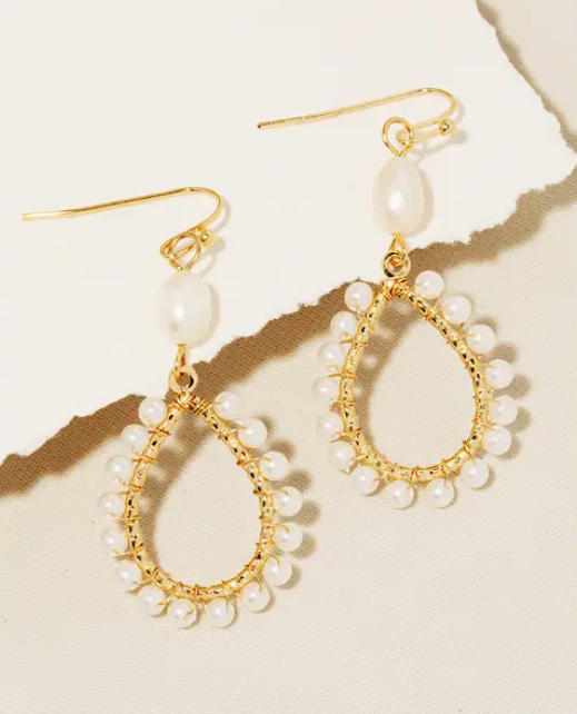 💧 Gold Teardrop Pearl Dangle Earrings – Elegant Radiance Edition ✨ image 0