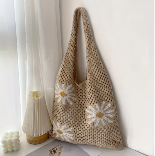 Tan Tote Bag with Daisies✨ image 1