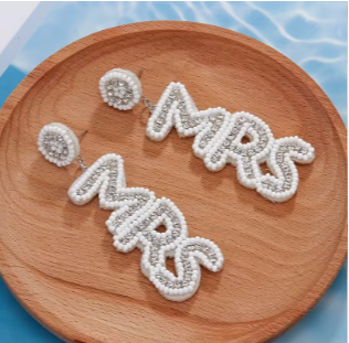 “Just Mrs.” Beaded Statement Earrings image 0