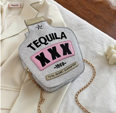 ✨ Party-Ready Tequila Bottle Crossbody Bag – Glitter Edition! ✨ image 1