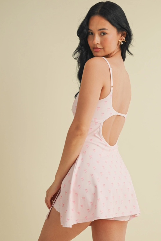 Pink Bow Coquette Cutout Active Dress image 3