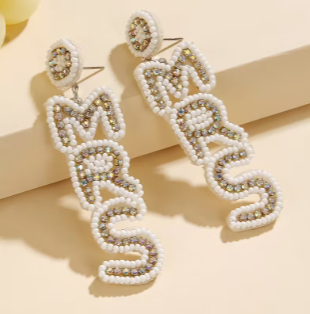 “Just Mrs.” Beaded Statement Earrings image 1
