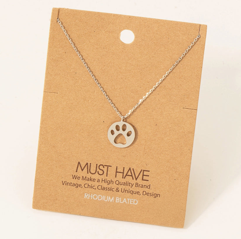 Paw Print Necklace – Gold or Silver image 0