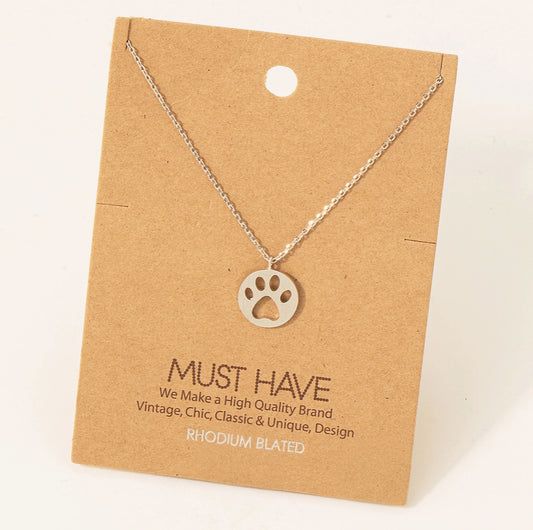 Paw Print Necklace – Gold or Silver image 0