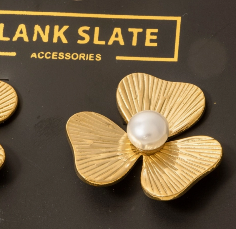 Golden Petal Pearl Stud Earrings – Gold Dipped Collection image 1