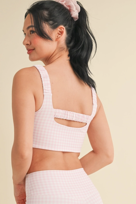 Gingham Ruffle Back Sports Bra image 3