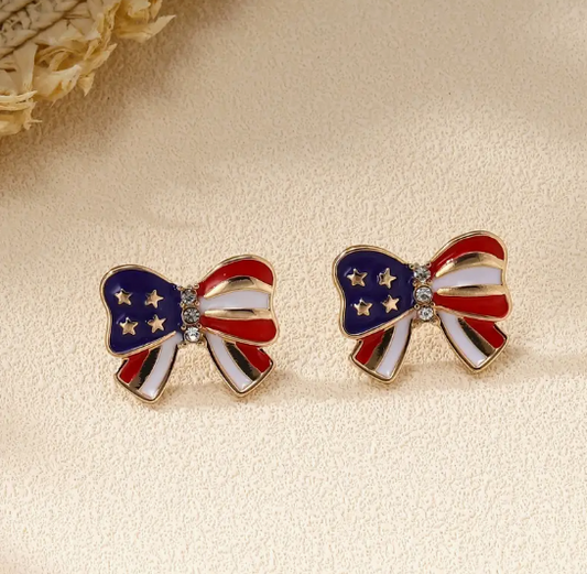 Patriotic Bow Stud Earrings image 1