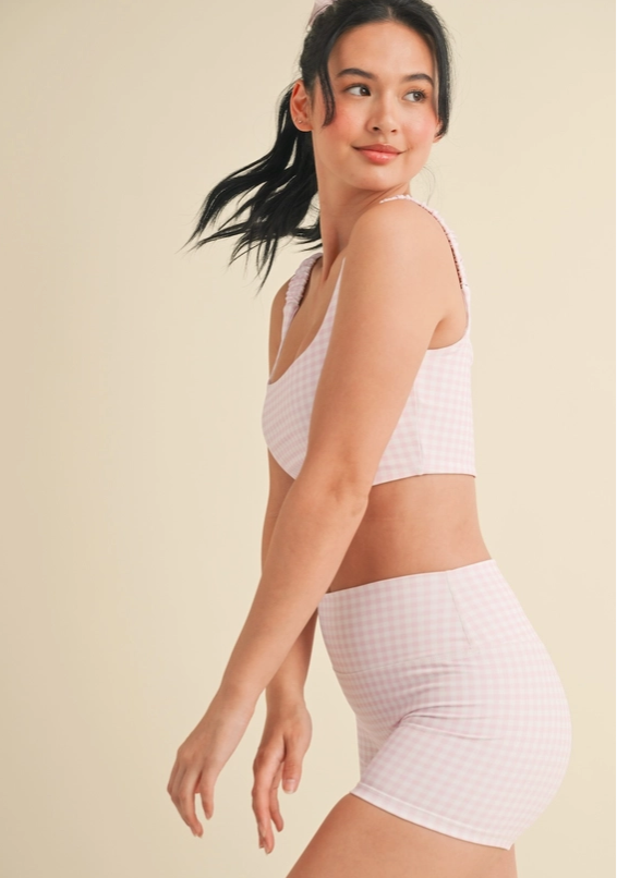 Gingham Ruffle Back Sports Bra image 4