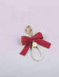 Handmade Bow Keychain with Pearl Wristlet & Pearl Bow Charm image 3