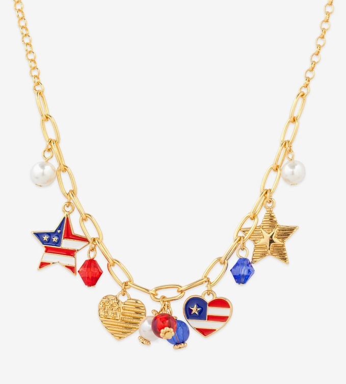 Stars & Stripes Charm Necklace – Red, White & Blue image 0