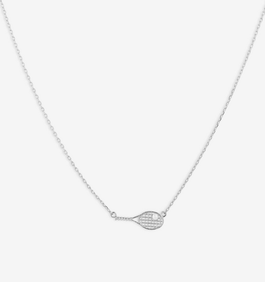 Silver Tennis Racket Necklace – Minimalist Edition image 0
