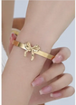 🎀 Gold Bow Cuff Bracelet – Minimalist Meets Girly Chic image 1