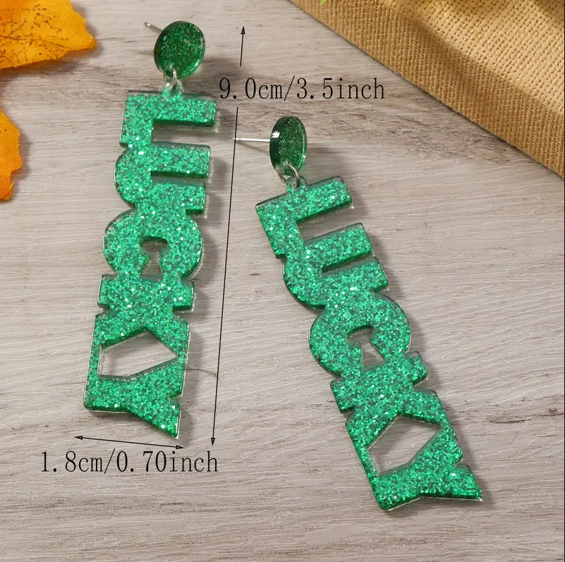 Lucky Glitter Dangle Earrings – St. Patrick’s Day Sparkle image 3