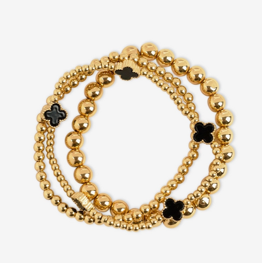 Black Clover Gold Bead Bracelet Stack image 0