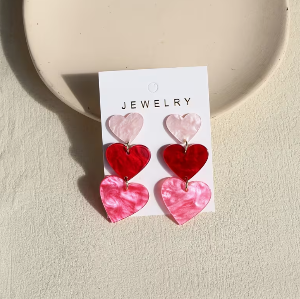Pink 3 Tiered Acrylic Earrings image 0