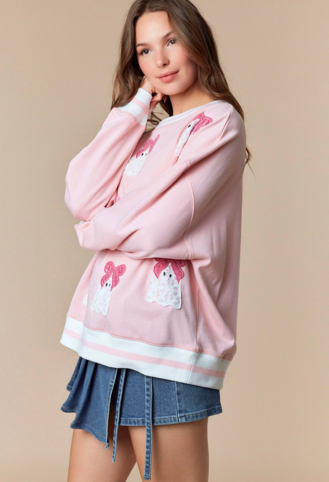 Pink Bow Ghost Sweatshirt image 3
