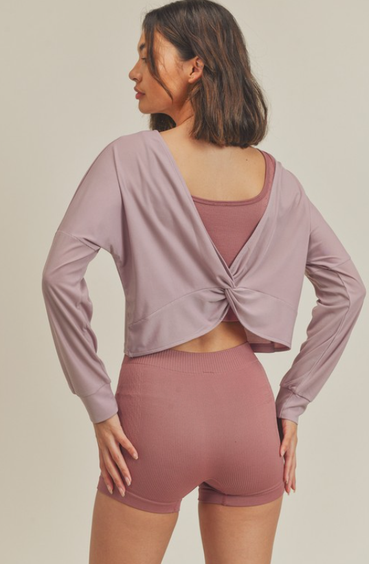 Lavender Twist-Back Long Sleeve Top image 1