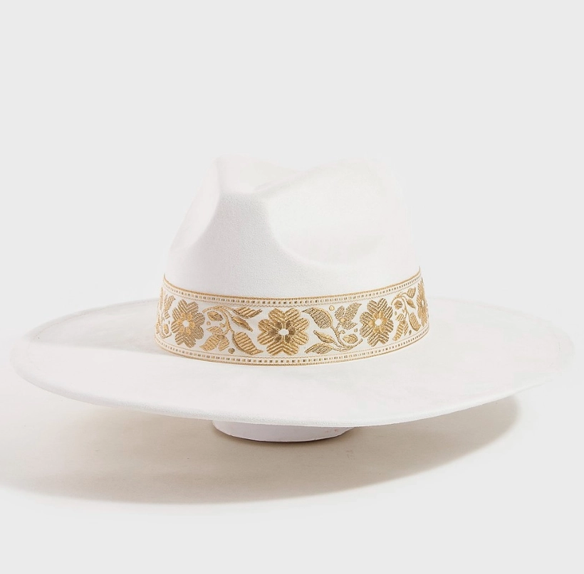 Boho Floral Embroidered Felt Hat image 2