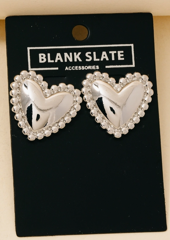 Blank Slate Bold Heart Studs image 0