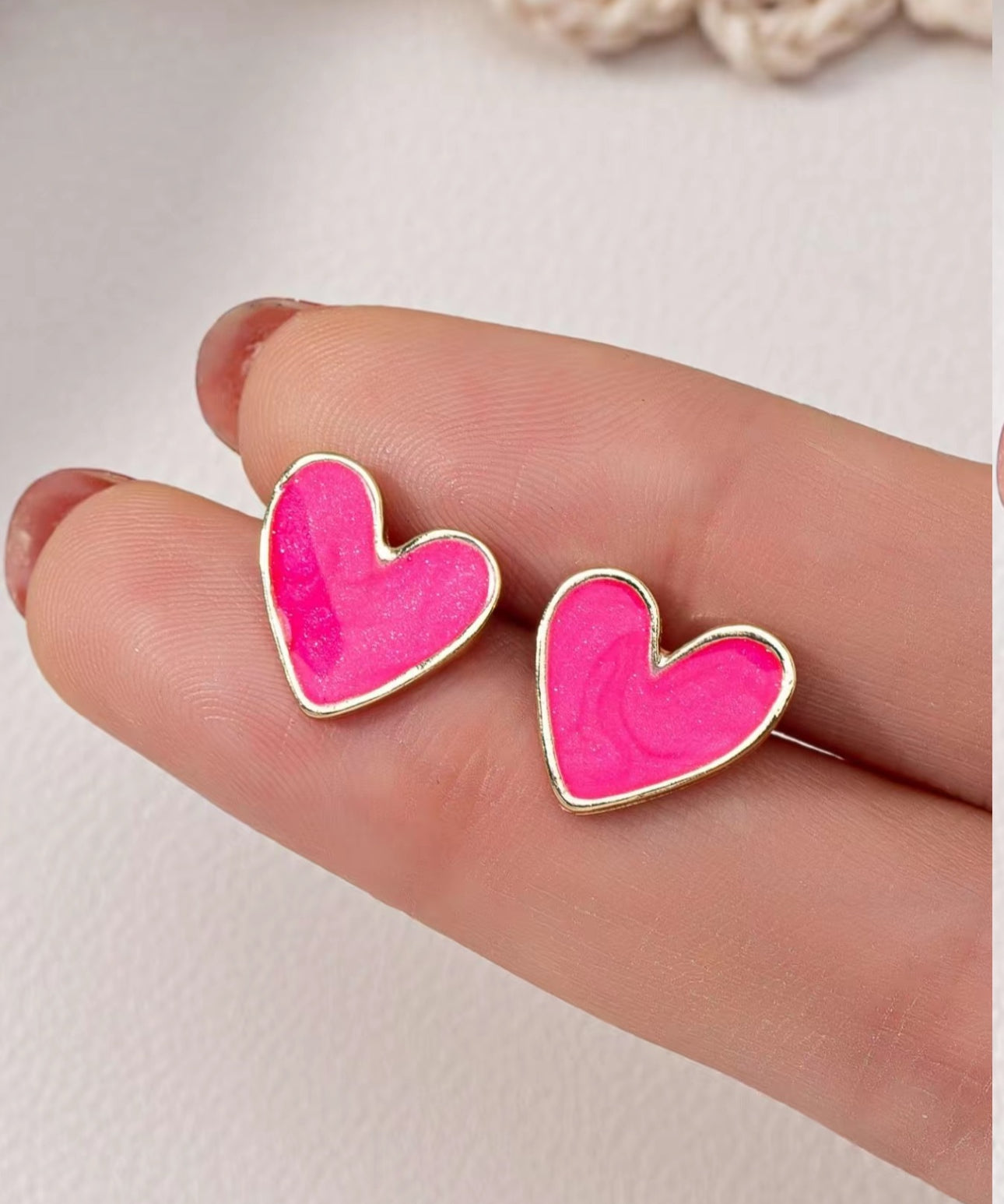 Pink Heart Stud Earrings image 0