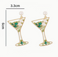 Emerald Sparkling Cocktail Statement Earrings image 2