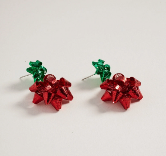 “Wrapped & Ready” Holiday Gift Bow Earrings image 1
