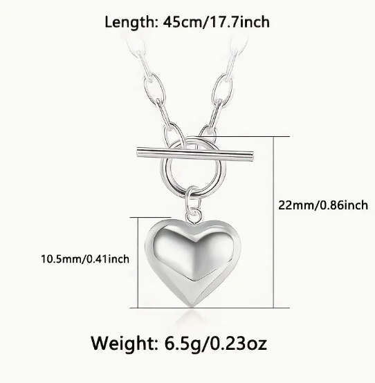 Chunky Heart Pendant Toggle Necklace image 3