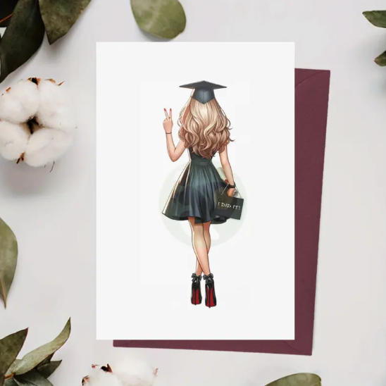 🎓 Brunette Grad Girl Graduation Card 🎓 image 0